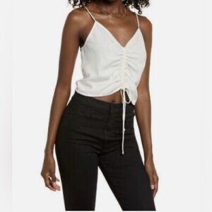 Vero Moda Chaddie Cami Tank Top Ruched Spaghetti Strap  Ivory Size Large NWT